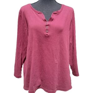 KAREN SCOTT 3/4 Sleeve Henley Shirt SIZE X-LARGE